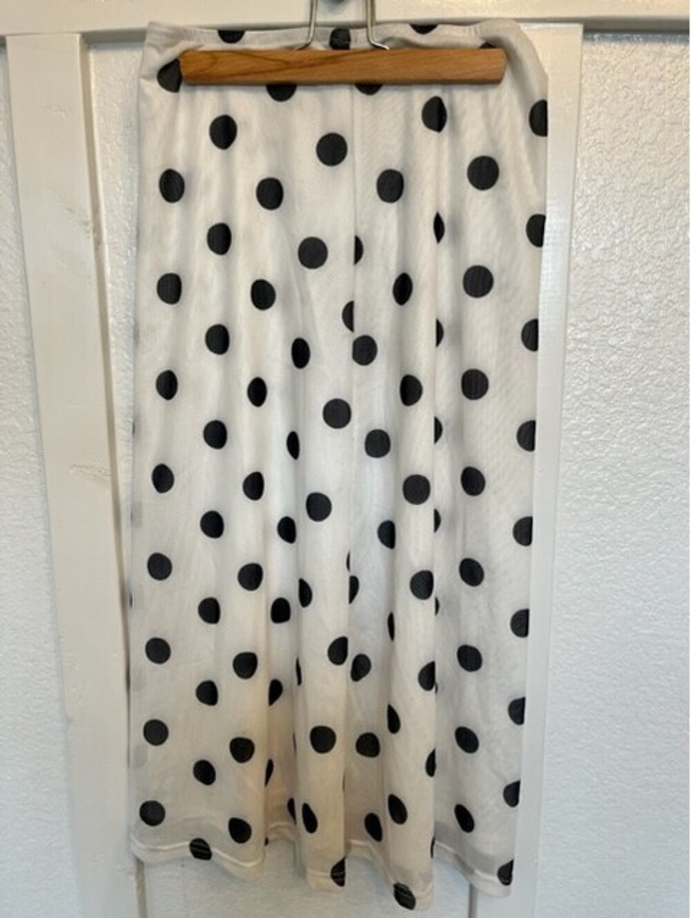 Black & White Polka Dot Sheer Mesh Maxi From MUSERA. Size XS.